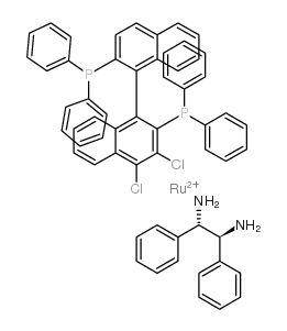二氯[(S)-(-)-2,2′-双(二苯基膦)-1,1′-联萘基][(1S,2S)-(-)-1,2-二苯基乙二胺]钌(II)结构式