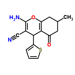 2-Amino-7-methyl-5-oxo-4-(2-thienyl)-5,6,7,8-tetrahydro-4H-chromene-3-carbonitrile Structure