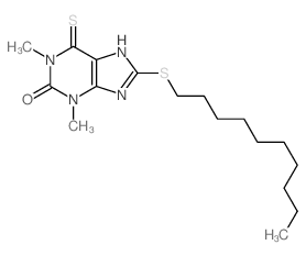 Uric acid, 1,3-dimethyl-8-decylthio-6-thio- structure