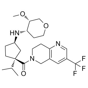 1,5-酐-2,3-双脱氧-3-[[(1R,3S)-3-[[7,8-二氢-3-(三氟甲基)-1,6-萘啶-6(5H)-基]羰基]-3-(1-甲基乙基)环己基]氨基]-4-O-甲基-D-赤式-戊糖醇结构式