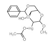 acetoxy((2S,4aS,8aS)-8-hydroxy-6-methoxy-2-phenylhexahydropyrano[3,2-d][1,3]dioxin-7-yl)mercury Structure