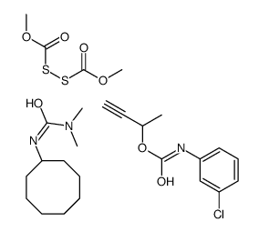 but-3-yn-2-yl N-(3-chlorophenyl)carbamate,3-cyclooctyl-1,1-dimethylurea,methyl (methoxycarbonyldisulfanyl)formate Structure