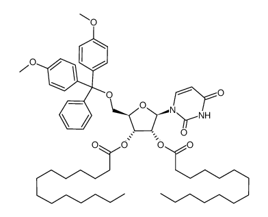 tetradecanoic acid 2-[bis(4-methoxyphenyl)phenylmethoxymethyl]-5-(2,4-dioxo-3,4-dihydro-2H-pyrimidin-1-yl)-4-tetradecanoyloxy-tetrahydrofuran-3-yl ester Structure