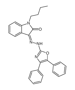 1-Butyl-3-[(4,5-diphenyl-oxazol-2-yl)-hydrazono]-1,3-dihydro-indol-2-one结构式