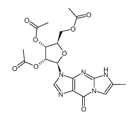 6-methyl-3-(2',3',5'-tri-O-acetyl-β-D-ribofuranosyl)-4,9-dihydro-3H-imidazo[1,2-α]-purin-9-one Structure