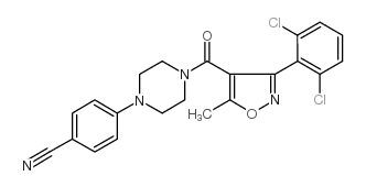 4-[4-[[3-(2,6-二氯苯基)-5-甲基-4-异唑]羰基]-1-哌嗪]-苯甲腈结构式