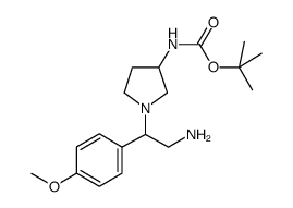 3-N-Boc-氨基-1-[2-氨基-1-(4-甲氧基-苯基)-乙基]-吡咯烷结构式