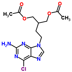 9-[4-乙酰氧基-3-(乙酰氧基甲基)丁基]-2-氨基-6-氯嘌呤结构式