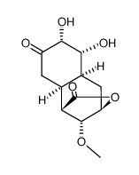 2-Methoxy-3,5,6-trihydroxy-7-oxo-cis-decalin-1-carbonsaeure-(1->3)-lacton结构式