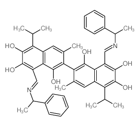 [2,2'-Binaphthalene]-1,1',6,6',7,7'-hexol,3,3'-dimethyl-5,5'-bis(1-methylethyl)-8,8'-bis[[(1-phenylethyl)imino]methyl]- Structure