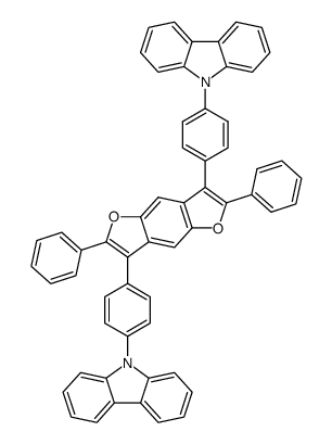 9,9'-[(2,6-二苯基苯并[1,2-b:4,5-b']二呋喃-3,7-二基)双(4,1-亚苯基)]双(9H-咔唑)结构式