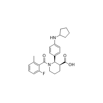 (2R,3S)-2-(4-(cyclopentylamino)phenyl)-1-(2-fluoro-6-methylbenzoyl)piperidine-3-carboxylic acid Structure