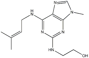2-[[9-甲基-6-[(3-甲基-2-丁烯-1-基)氨基]-9H-嘌呤-2-基]氨基]乙醇结构式