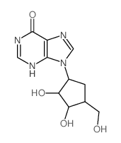6H-Purin-6-one,9-[(1R,2S,3R,4R)-2,3-dihydroxy-4-(hydroxymethyl)cyclopentyl]-1,9-dihydro-结构式