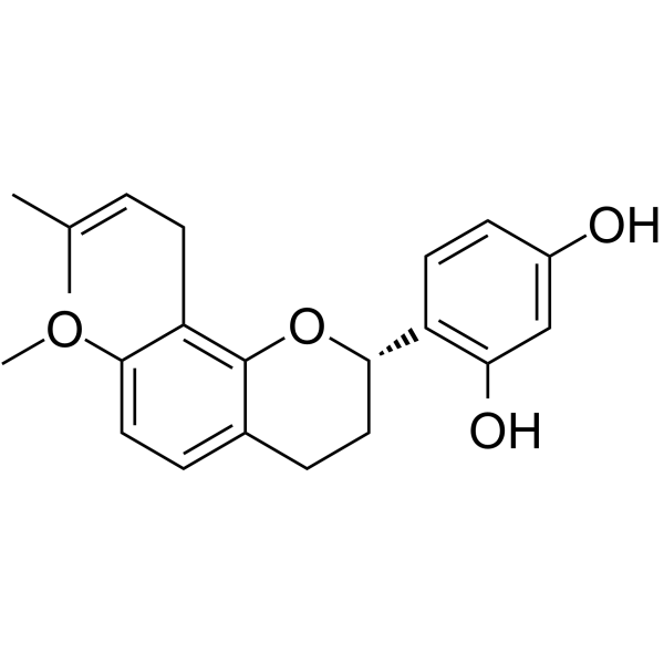 (2S)-2',4'-二羟基-7-甲氧基-8-异戊烯基黄烷结构式