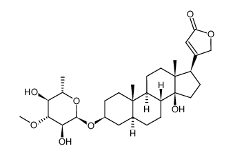 3β-[(3-O-Methyl-6-deoxy-α-L-glucopyranosyl)oxy]-14-hydroxy-5α-card-20(22)-enolide结构式