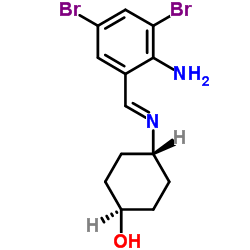 反式-4-(((2-氨基-3,5-二溴苯基)亚甲基)氨基)环己醇结构式