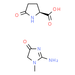 5-oxo-L-proline, compound with 2-amino-1,5-dihydro-1-methyl-4H-imidazol-4-one (1:1) Structure