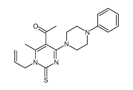 1-[6-methyl-4-(4-phenylpiperazin-1-yl)-1-prop-2-enyl-2-sulfanylidenepyrimidin-5-yl]ethanone结构式