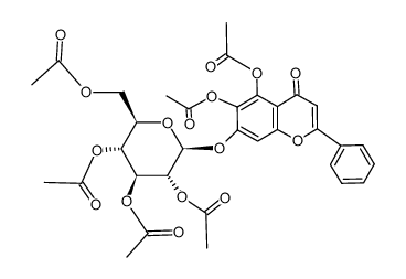 5,6-Diacetoxy-7-hydroxyflavon-7-O-(2,3,4,6-tetra-O-acetyl-β-D-glucopyranosid)结构式