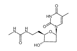 1-[2,5,6-trideoxy-6-(3-methylureido)-β-D-erythro-hexofuranosyl]thymine结构式