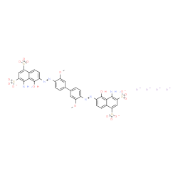 tetralithium 6,6'-[(3,3'-dimethoxy[1,1'-biphenyl]-4,4'-diyl)bis(azo)]bis[4-amino-5-hydroxynaphthalene-1,3-disulphonate]结构式