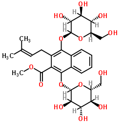 Methyl 1,4-bisglucosyloxy-3-prenyl-2-naphthoate结构式