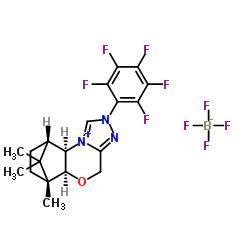 (1S,2R,10S,11R)-11,14,14-Trimethyl-5-(pentafluorophenyl)-9-oxa-5,6-diaza-3-azoniatetracyclo[9.2.1.02,10.03,7]tetradeca-3,6-diene tetrafluoroborate Structure