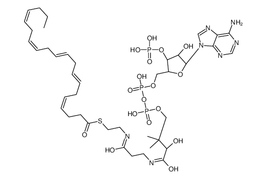 S-[2-[3-[[(2R)-4-[[[(2R,3S,4R,5R)-5-(6-aminopurin-9-yl)-4-hydroxy-3-phosphonooxyoxolan-2-yl]methoxy-hydroxyphosphoryl]oxy-hydroxyphosphoryl]oxy-2-hydroxy-3,3-dimethylbutanoyl]amino]propanoylamino]ethyl] (4E,7E,10E,13E,16E)-icosa-4,7,10,13,16-pentaenethioa结构式