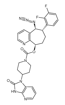 (5S,6S,9R)-5-azido-6-(2,3-difluorophenyl)-6,7,8,9-tetrahydro-5H-cyclohepta[b]pyridin-9-yl 4-(2-oxo-2,3-dihydro-1H-imidazo-[4,5-b]pyridin-1-yl)piperidine-1-carboxylate结构式
