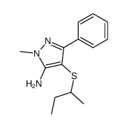 1-Methyl-3-phenyl-4-(1'-methyl)propylthio-5-aminopyrazole结构式