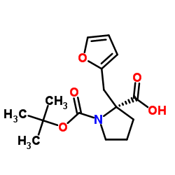Boc-(R)-alpha-(2-furanylmethyl)-proline structure
