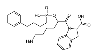 2,3-dihydro-1-(6-amino-2-((hydroxy-(4-phenylbutyl)phosphinyl)oxy)-1-oxohexyl)-1H-indole-2-carboxylic acid结构式