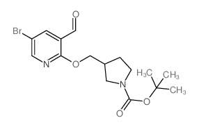 3-((5-溴-3-甲酰基吡啶-2-氧基)甲基)吡咯烷-1-羧酸叔丁酯结构式