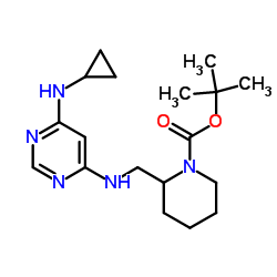 2-[(6-环丙基氨基-嘧啶-4-基氨基)-甲基]-哌啶-1-羧酸叔丁基酯结构式