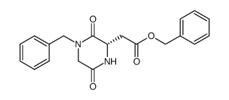 benzyl (S)-2-(4-benzyl-3,6-dioxopiperazin-2-yl)acetate结构式