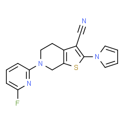 6-(6-Fluoro-2-pyridinyl)-2-(1H-pyrrol-1-yl)-4,5,6,7-tetrahydrothieno[2,3-c]pyridine-3-carbonitrile结构式