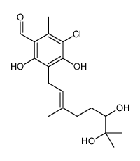 5-chloro-3-(6,7-dihydroxy-3,7-dimethyloct-2-enyl)-2,4-dihydroxy-6-methylbenzaldehyde Structure