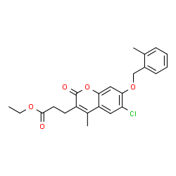 ethyl 3-[6-chloro-4-methyl-7-[(2-methylphenyl)methoxy]-2-oxochromen-3-yl]propanoate Structure