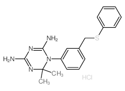 1,3,5-Triazine-2,4-diamine,1,6-dihydro-6,6-dimethyl-1-[3-[(phenylthio)methyl]phenyl]-, hydrochloride (1:1) Structure