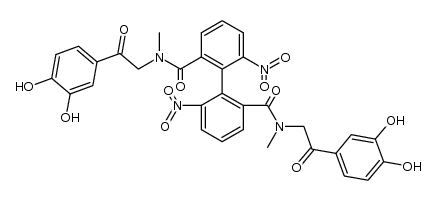 R,S-2,2'-dinitrobiphenyl-6,6'-dicarbonsaeure-di-N,N'-1-(3,4-dihydroxyphenyl)-1-oxo-2-methylamido-ethan结构式