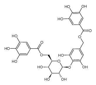 1'-O-galloyl-3,4,5-trihydroxybenzyl alcohol 4-O-β-D-(6"-O-galloyl)-glucopyranoside Structure