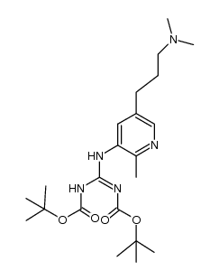 di-tert-butyl [(Z)-({5-[3-(dimethylamino)propyl]-2-methylpyridin-3-yl}amino)methylylidene]biscarbamate Structure