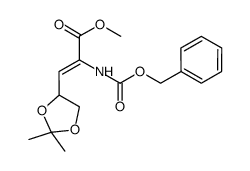 (Z)-2-Benzyloxycarbonylamino-3-(2,2-dimethyl-[1,3]dioxolan-4-yl)-acrylic acid methyl ester Structure