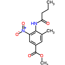 3-甲基-4-丁酰氨基-5-硝基苯甲酸甲酯结构式
