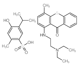 1-(2-diethylaminoethylamino)-4-methyl-thioxanthen-9-one; 4-hydroxy-2-methyl-5-propan-2-yl-benzenesulfonic acid结构式