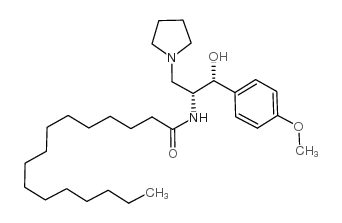 N-[(1R,2R)-2-羟基-2-(4-甲氧基苯基)-1-(1-吡咯烷甲基)乙基]-十六酰胺结构式