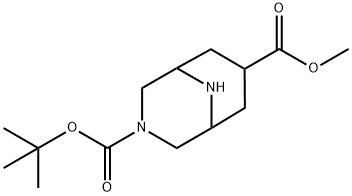 3,9-Diaza-bicyclo[3.3.1]nonane-3,7-dicarboxylic acid 3-tert-butyl ester 7-methyl ester结构式