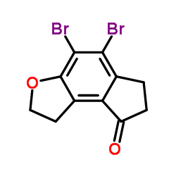 4,5-二溴-1,2,6,7-四氢-8H-茚并[5,4-B]呋喃-8-酮结构式