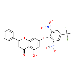 7-(2,6-dinitro-4-(trifluoromethyl)phenoxy)-5-hydroxy-2-phenyl-4H-chromen-4-one结构式